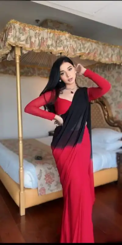 SC 274 Black & Red Color Pure Soft Georgette Silk Design All Over Saree , Party Wear, Events, Festivals Expected Delivery 4-6 Working Days 1599/- | Designer Sarees, Sarees, Bollywood Sarees, Creative Sarees, Embroidered Sarees, Ethnic Saree, Modern Digital sarees, Party Wear Sarees