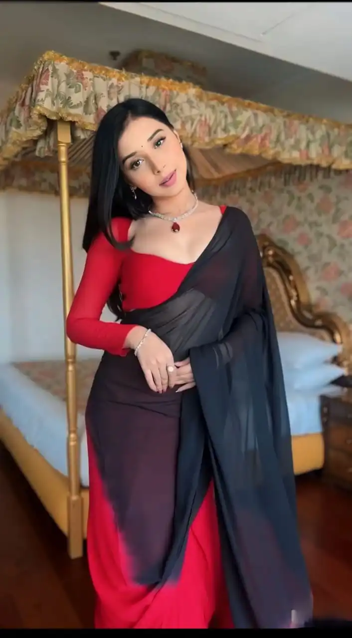  SC 274 Black & Red Color Pure Soft Georgette Silk Design All Over Saree , Party Wear, Events, Festivals Expected Delivery 4-6 Working Days 1599/- | Designer Sarees, Sarees, Bollywood Sarees, Creative Sarees, Embroidered Sarees, Ethnic Saree, Modern Digital sarees, Party Wear Sarees