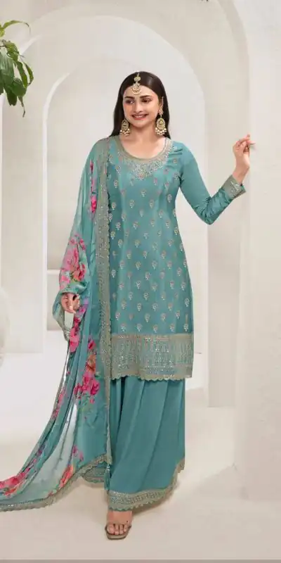 DS 67832 Blue color Viscose Chinon Embroidered Sequence Salwar Suit Casual, Wedding, Party, Festive, Events . Expected Delivery  4-6 Working Days @2849/- | Salwar suit, Casual Suits, Creative suits, Designer Suits, Palazzo Suits, Party Wear Suits, Patiala Suits, Straight Suits