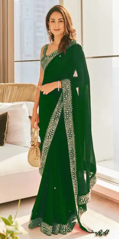DS BT 381 Green Color Georgette Dori Thread Sequence Work Saree Wedding, Party, Festive, Events Expected Delivery 4-6 Working Days @ 1699/- | Designer Sarees, Sarees, Bollywood Sarees, Creative Sarees, Embroidered Sarees, Ethnic Saree, Modern Digital sarees, Party Wear Sarees