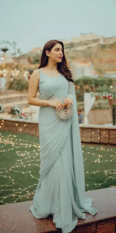 JR 616 Light Blue Color Georgette Sirvoski Support Lace Saree Casual, Wedding, Festive, Events Expected Delivery 4-6 Working Days @1699/- | Designer Sarees, Sarees, Bollywood Sarees, Creative Sarees, Embroidered Sarees, Ethnic Saree, Modern Digital sarees, Party Wear Sarees