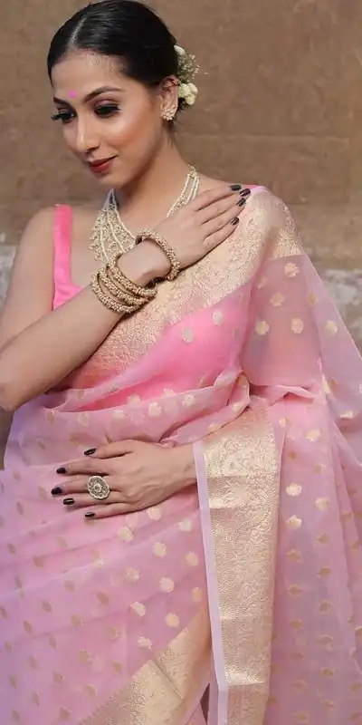 MS 440 Light Pink Color Organza Jacquard Butti Worked Saree Casual, Party Wear, Wedding, Events, Etc. Expected Delivery 4-6 Working Days 1449/- | Designer Sarees, Sarees, Bollywood Sarees, Creative Sarees, Embroidered Sarees, Ethnic Saree, Modern Digital sarees, Party Wear Sarees
