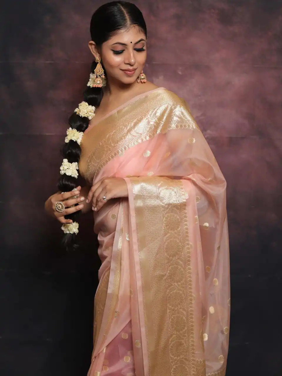 MS 440 Peach Color Organza Jacquard Butti Worked Saree Casual, Party Wear, Wedding, Events, Etc. Expected Delivery 4-6 Working Days 1449/- | Designer Sarees, Sarees, Bollywood Sarees, Creative Sarees, Embroidered Sarees, Ethnic Saree, Modern Digital sarees, Party Wear Sarees