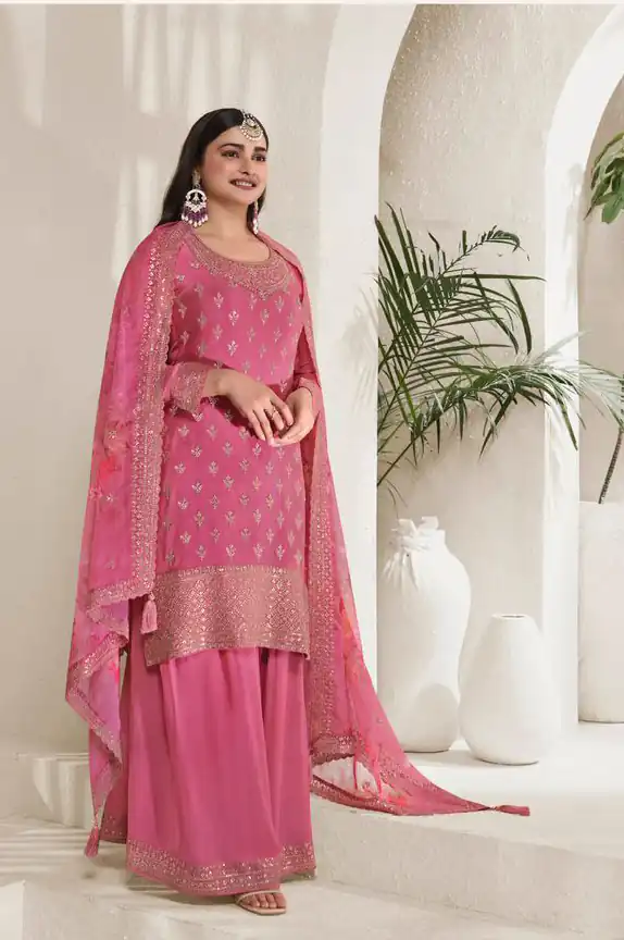DS 67831 Pink color Viscose Chinon Embroidered Sequence Salwar Suit Casual, Wedding, Party, Festive, Events . Expected Delivery  4-6 Working Days @2849/- | Salwar suit, Casual Suits, Creative suits, Designer Suits, Palazzo Suits, Party Wear Suits, Patiala Suits, Straight Suits