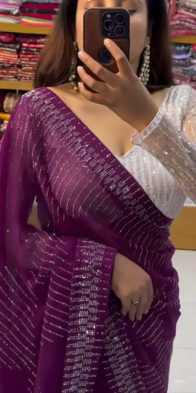 DDH MEERA DAIMAND Purple Color Georgette Shining Diamond Work All Over Saree Events Casual, Festive, Events Etc. Expected Delivery  4-6 Working Days @1599/- | Designer Sarees, Sarees, Bollywood Sarees, Creative Sarees, Embroidered Sarees, Ethnic Saree, Modern Digital sarees, Party Wear Sarees