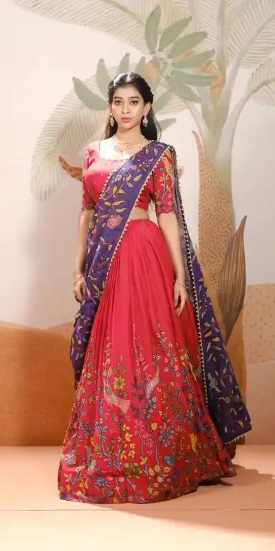 PC 376 Red Color Chant Crepe Kalamkari Printed Lehenga Choli Casual, Party Wear, Events, Festivals Wear Expected Delivery 4-6 Working Days @2099/- | Lehenga, Bollywood Lehenga, Creative Lehenga, Designer Lehenga, Embroidered Lehenga, Party Wear Lehenga