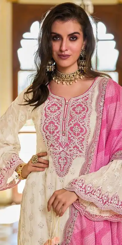 KF 1637 White Georgette Chine Sequins Work Salwar Suit Wedding, Party, Festive, Events Etc.  Expected Delivery 4-6 Working Days @2099/-Only | Salwar suit, Casual Suits, Creative suits, Designer Suits, Palazzo Suits, Party Wear Suits, Straight Suits