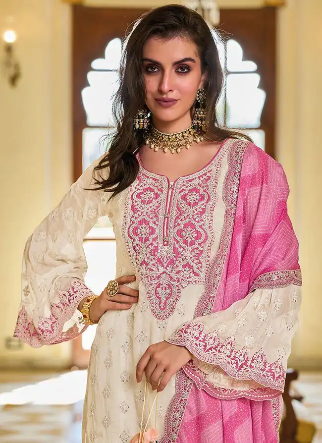 KF 1637 White Georgette Chine Sequins Work Salwar Suit Wedding, Party, Festive, Events Etc.  Expected Delivery 4-6 Working Days @2099/-Only | Salwar suit, Casual Suits, Creative suits, Designer Suits, Palazzo Suits, Party Wear Suits, Straight Suits