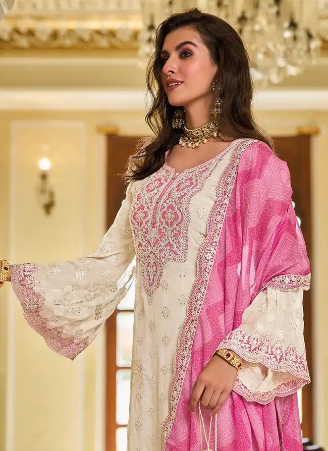 KF 1637 White Georgette Chine Sequins Work Salwar Suit Wedding, Party, Festive, Events Etc.  Expected Delivery 4-6 Working Days @2099/-Only | Salwar suit, Casual Suits, Creative suits, Designer Suits, Palazzo Suits, Party Wear Suits, Straight Suits