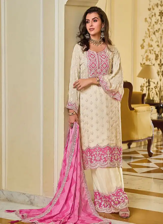 KF 1637 White Georgette Chine Sequins Work Salwar Suit Wedding, Party, Festive, Events Etc.  Expected Delivery 4-6 Working Days @2099/-Only | Salwar suit, Casual Suits, Creative suits, Designer Suits, Palazzo Suits, Party Wear Suits, Straight Suits