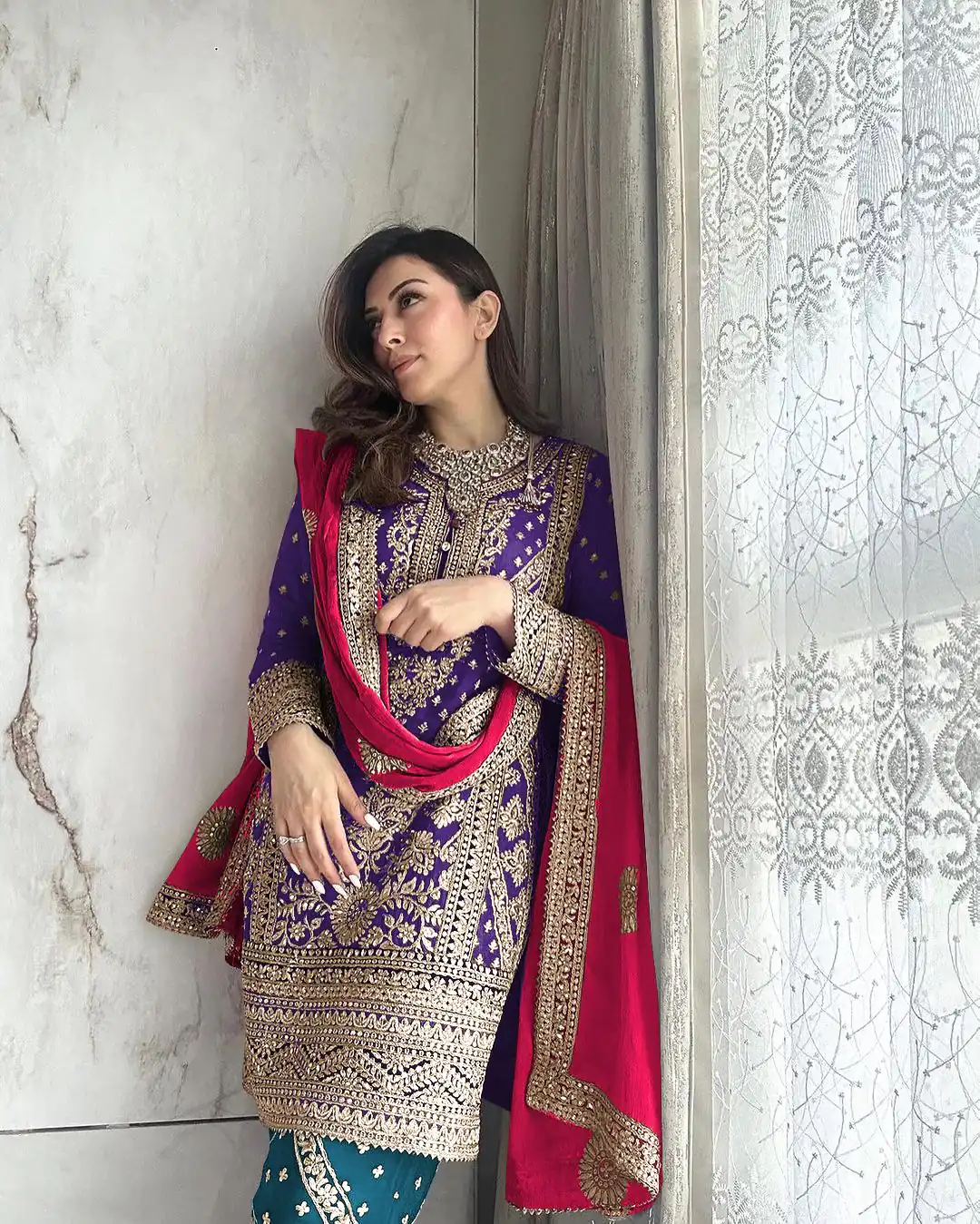 SSR 447 Violet Color Georgette Embroidery Salwar Suit Wedding, Party, Festive, Events Expected Delivery 4-6 Working Days @ 2249/- Only | Casual Suits, Salwar suit, Creative suits, Designer Suits, Party Wear Suits, Straight Suits