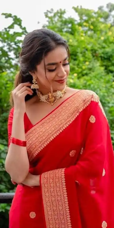 DDF Bela Red Color Soft Lichi Silk Ordinary Design Saree Casual, Party Wear, Events, Festivals Etc. Expected Delivery 4-6 Working Days 1349/- Only | Designer Sarees, Embroidered Sarees, Sarees, Bollywood Sarees, Creative Sarees, Ethnic Saree, Modern Digital sarees, Party Wear Sarees