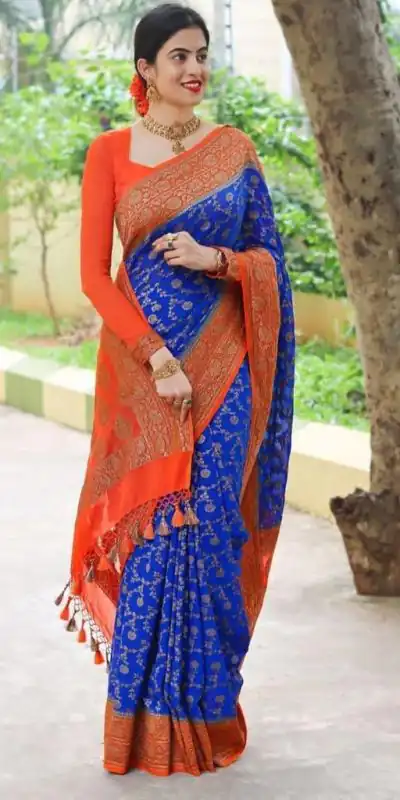 ES 8153 Blue Color Soft Lichi Silk Beautiful Design Work Saree Casual, Wedding, Party, Festive, Events Etc. Expected Delivery 4-6 Working Days @1499/- | Designer Sarees, Embroidered Sarees, Sarees, Bollywood Sarees, Creative Sarees, Ethnic Saree, Modern Digital sarees, Party Wear Sarees
