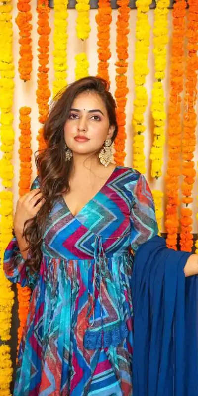 DC G33 Blue Color Chiffon Digital Prints Embroidery Gown Casual, Wedding, Party, Festive, Events Etc. Expected Delivery 4-6 Working Days @2099/- | Gowns, Bollywood Gowns, Creative Gowns, Designer Gowns, Embroidered Gowns, Party Wear Gowns