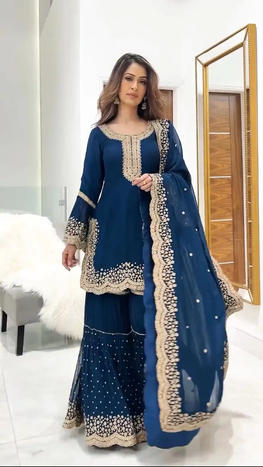 NSR 797 Blue Color Faux Georgette Embroidery Work Salwar Suit Casual, Party Festive, Events Etc. Expected Delivery 4-6 Working Days @2099/ | Jump Suits, Salwar suit, Casual Suits, Creative suits, Designer Suits, Palazzo Suits, Party Wear Suits, Patiala Suits, Straight Suits