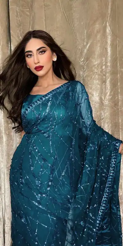 JR 615 Blue Color Georgette Embroidery Sequence Piping Saree Casual, Wedding, Festive, Events Expected Delivery  4-6 Working Days @1799/- | Designer Sarees, Sarees, Bollywood Sarees, Creative Sarees, Embroidered Sarees, Ethnic Saree, Modern Digital sarees, Party Wear Sarees