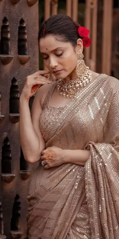 DF 3268 Chiku Color Georgette Beautiful Embroidery Saree Casual, Party Wear, Wedding, Events Etc Delivery Expected.4-6 Working Days 1749/ | Designer Sarees, Sarees, Bollywood Sarees, Creative Sarees, Embroidered Sarees, Ethnic Saree, Modern Digital sarees, Party Wear Sarees