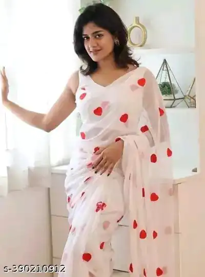 DDH LOVING White Color Georgette With Hart Gmathi Work Saree Events Casual, Wedding, Festive, Events Etc. Expected Delivery  4-6 Working Days @1499/- | Designer Sarees, Sarees, Bollywood Sarees, Creative Sarees, Embroidered Sarees, Ethnic Saree, Modern Digital sarees, Party Wear Sarees