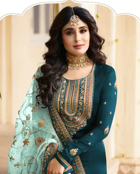 DS 22421 Blue color Georgette Embroidered Sequence Salwar Suit Casual, Wedding, Party, Festive, Events . Expected Delivery  4-6 Working Days @2349/- | Casual Suits, Creative suits, Designer Suits, Palazzo Suits, Party Wear Suits, Patiala Suits, Straight Suits