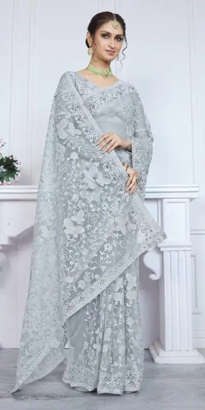 BT RIDDHI Blue Color Butterfly Net Embroidery Sequence Saree Casual, Party Wear, Traditional Wear, Wedding Wear, Events Etc.@2149/- | Designer Sarees, Sarees, Bollywood Sarees, Creative Sarees, Ethnic Saree, Modern Digital sarees, Party Wear Sarees