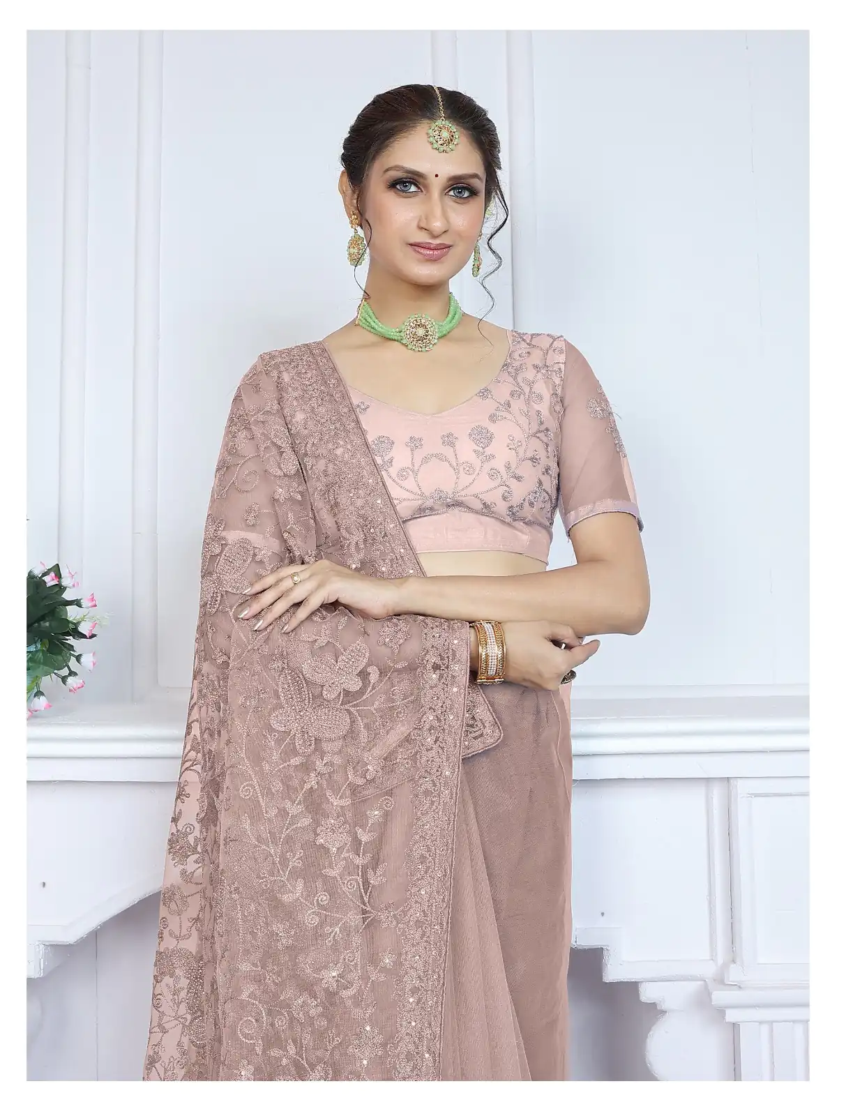 BT RIDDHI Brown Color Butterfly Net Embroidery Sequence Saree Casual, Party Wear, Traditional Wear, Wedding Wear, Events Etc.@2149/- | Designer Sarees, Sarees, Bollywood Sarees, Creative Sarees, Ethnic Saree, Modern Digital sarees, Party Wear Sarees