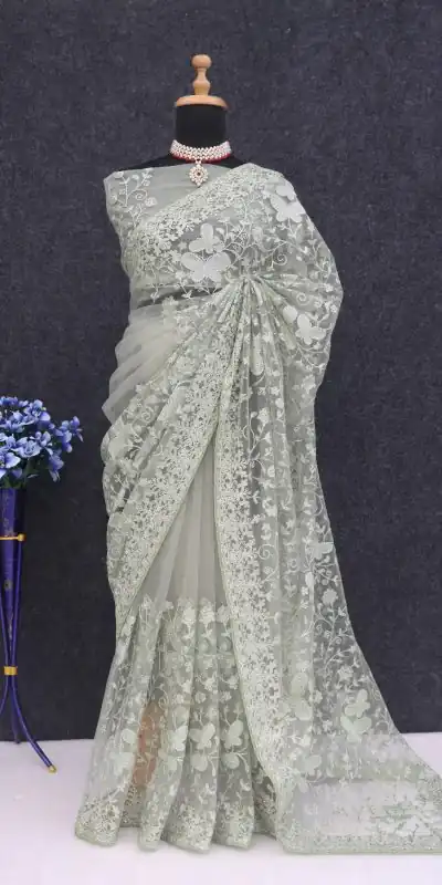 BT RIDDHI Green Color Butterfly Net Embroidery Sequence Saree Casual, Party Wear, Traditional Wear, Wedding Wear, Events Etc.@2149/- | Designer Sarees, Sarees, Bollywood Sarees, Creative Sarees, Ethnic Saree, Modern Digital sarees, Party Wear Sarees