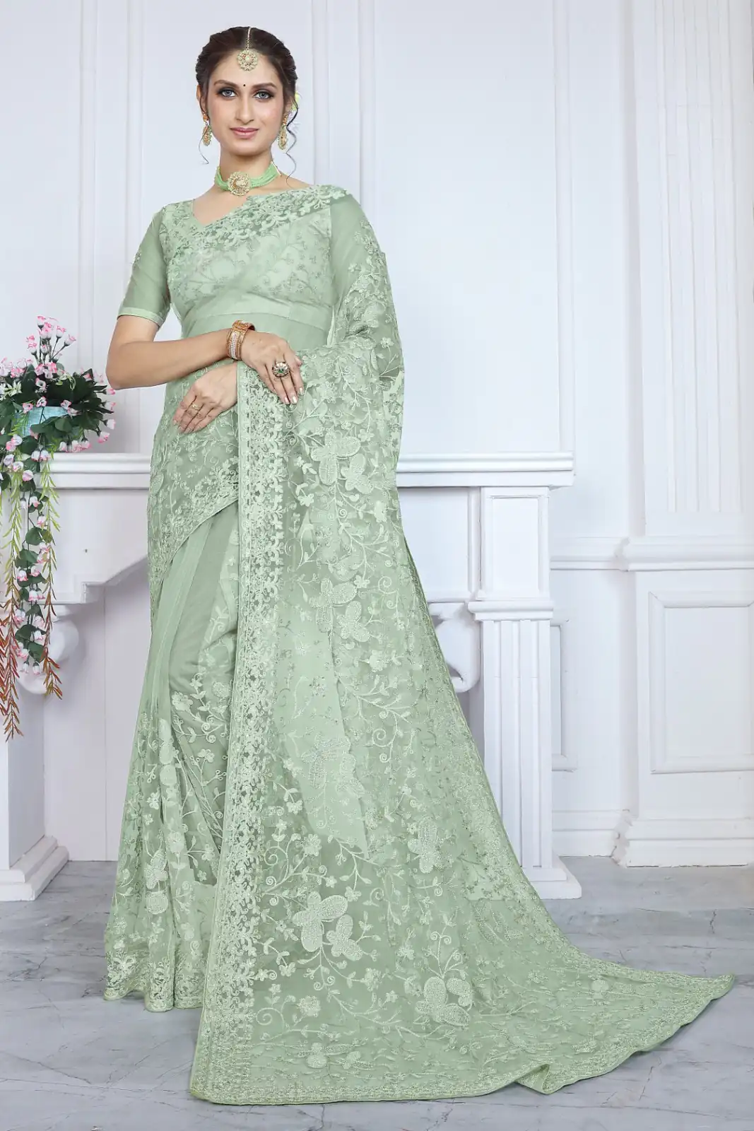 BT RIDDHI Green Color Butterfly Net Embroidery Sequence Saree Casual, Party Wear, Traditional Wear, Wedding Wear, Events Etc.@2149/- | Designer Sarees, Sarees, Bollywood Sarees, Creative Sarees, Ethnic Saree, Modern Digital sarees, Party Wear Sarees