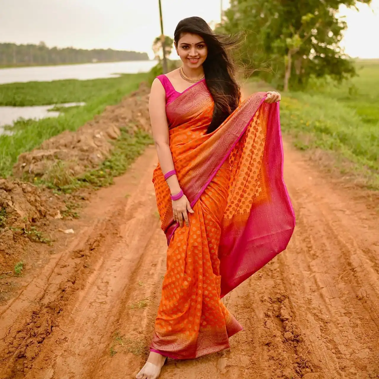 SC Orange butti Color Soft Silk Golden Zari Design Work Saree , Party Wear, Events, Festivals Expected Delivery 4-6 Working Days 1499/- | Designer Sarees, Sarees, Bollywood Sarees, Creative Sarees, Embroidered Sarees, Ethnic Saree, Modern Digital sarees, Party Wear Sarees