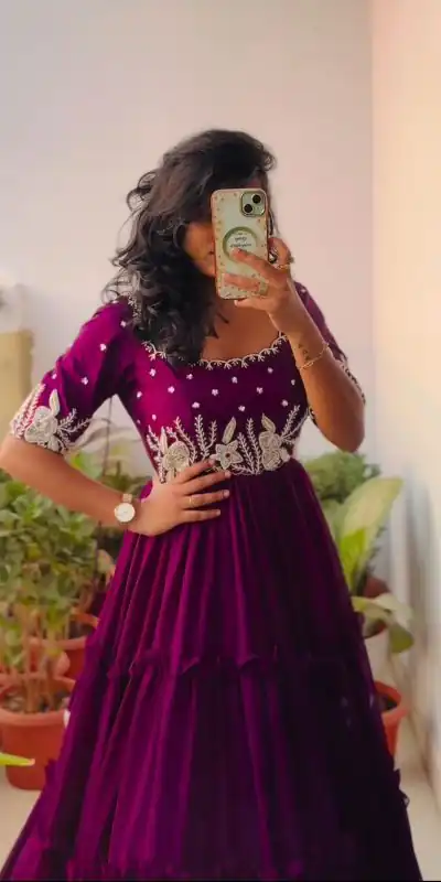 PC 378 Purple Color Fox Georgette Embroidery Thread Gown Casual, Party Wear, Events, Festivals Wear Etc. Expected Delivery 4-6 Working Days @1849/- | Gowns, Bollywood Gowns, Creative Gowns, Designer Gowns, Embroidered Gowns, Party Wear Gowns