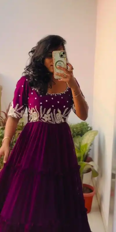 PC 378 Purple Color Fox Georgette Embroidery Thread Gown Casual, Party Wear, Events, Festivals Wear Etc. Expected Delivery 4-6 Working Days @1849/- | Gowns, Bollywood Gowns, Creative Gowns, Designer Gowns, Embroidered Gowns, Party Wear Gowns