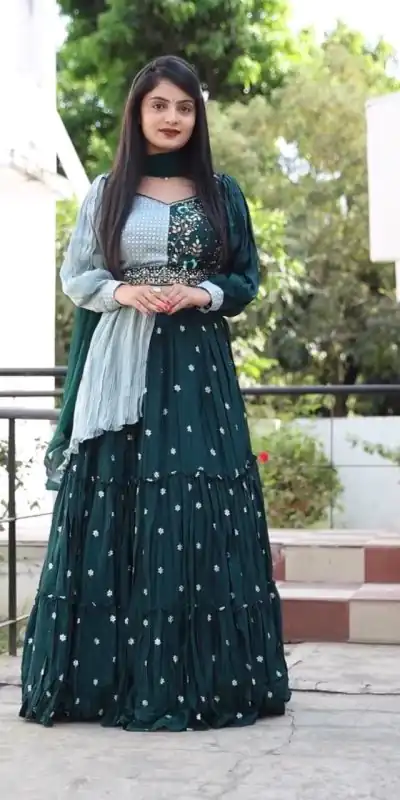 PC 233 Green Color Heavy Chinon Embroidery Lehenga Choli Casual, Party Wear, Events, Festivals Wear Expected Delivery 4-6 Working Days @2699/- | Lehenga, Bollywood Lehenga, Creative Lehenga, Designer Lehenga, Embroidered Lehenga, Party Wear Lehenga