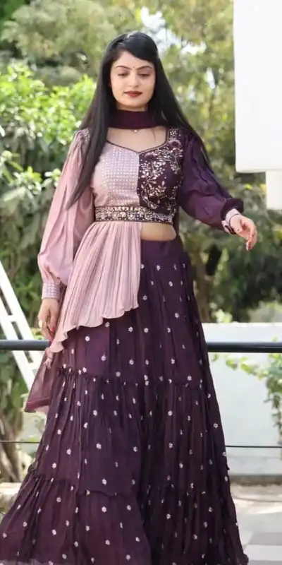 PC 233 Purple Color Heavy Chinon Embroidery Lehenga Choli Casual, Party Wear, Events, Festivals Wear Expected Delivery 4-6 Working Days @2699/- | Lehenga, Bollywood Lehenga, Creative Lehenga, Designer Lehenga, Embroidered Lehenga, Party Wear Lehenga