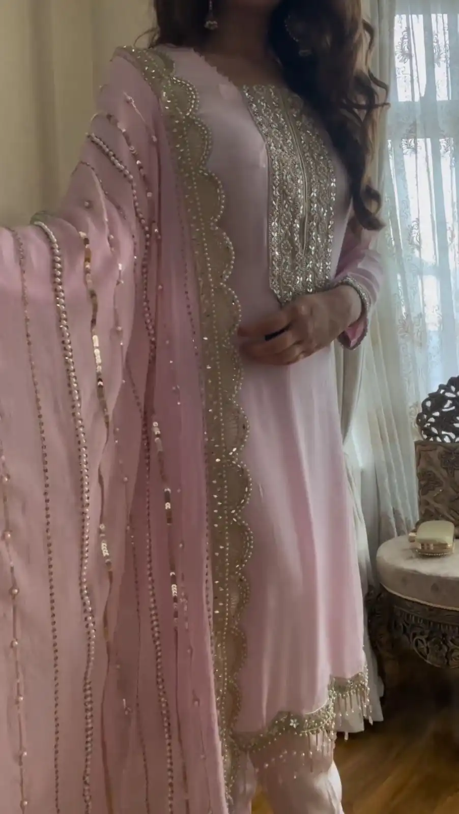 ZF 1604 Baby Pink Color Georgette Embroidery Diamond Handwork Salwar Suit Casual, Wedding, Party, Events Etc. Expected Delivery 4-6 Working Days 1949/- | Jump Suits, Salwar suit, Casual Suits, Creative suits, Designer Suits, Palazzo Suits, Party Wear Suits, Patiala Suits, Straight Suits