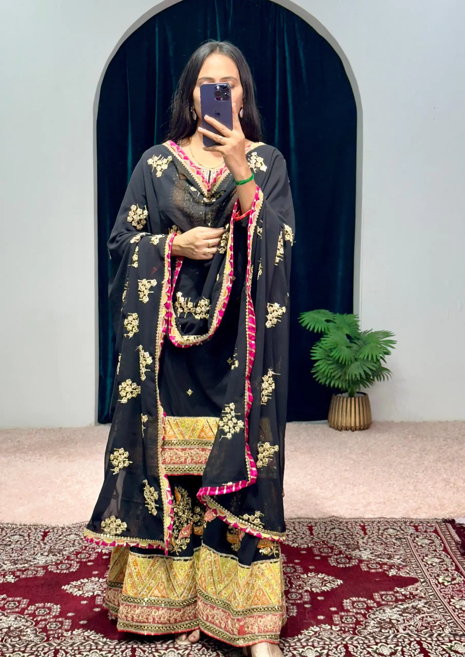 ST 1050 Black Color Georgette Embroidery Stone & Mirror Salwar Suit Casual, Wedding, Party, Festive, Events Etc. Expected Delivery 4-6 Working Days @2199/- | Jump Suits, Salwar suit, Casual Suits, Creative suits, Designer Suits, Palazzo Suits, Party Wear Suits, Patiala Suits, Straight Suits