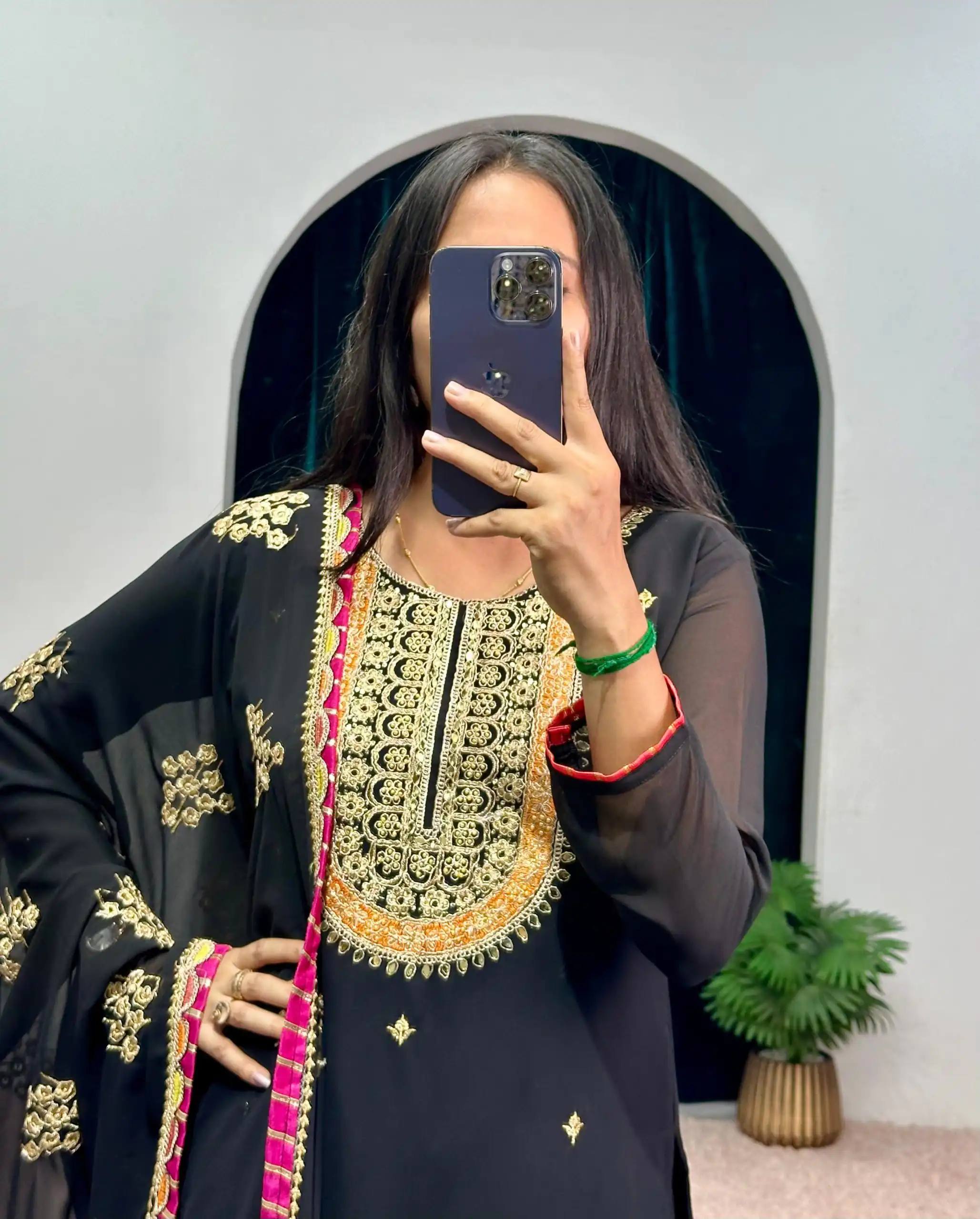 ST 1050 Black Color Georgette Embroidery Stone & Mirror Salwar Suit Casual, Wedding, Party, Festive, Events Etc. Expected Delivery 4-6 Working Days @2199/- | Jump Suits, Salwar suit, Casual Suits, Creative suits, Designer Suits, Palazzo Suits, Party Wear Suits, Patiala Suits, Straight Suits