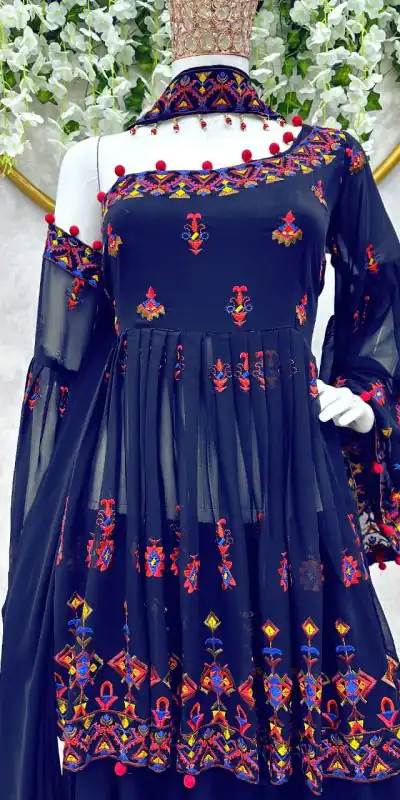 RTC 5576 Blue Color Foix Georgette Thread Sequence Work Salwar Suit Wedding, Party, Festive, Events Etc. Expected Delivery 4-6 Working Days @2099/- | Jump Suits, Salwar suit, Casual Suits, Creative suits, Designer Suits, Palazzo Suits, Party Wear Suits, Patiala Suits, Straight Suits