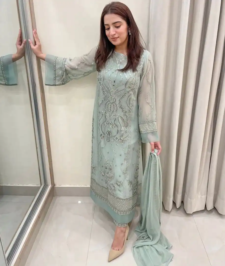 AD154 Blue Grey Color Georgette Embroidery Sequence Salwar Suit Wedding, Party, Festive, Events Expected Delivery 4-6 Working Days @ 2099/- | Salwar suit, Casual Suits, Creative suits, Designer Suits, Palazzo Suits, Party Wear Suits, Patiala Suits, Straight Suits