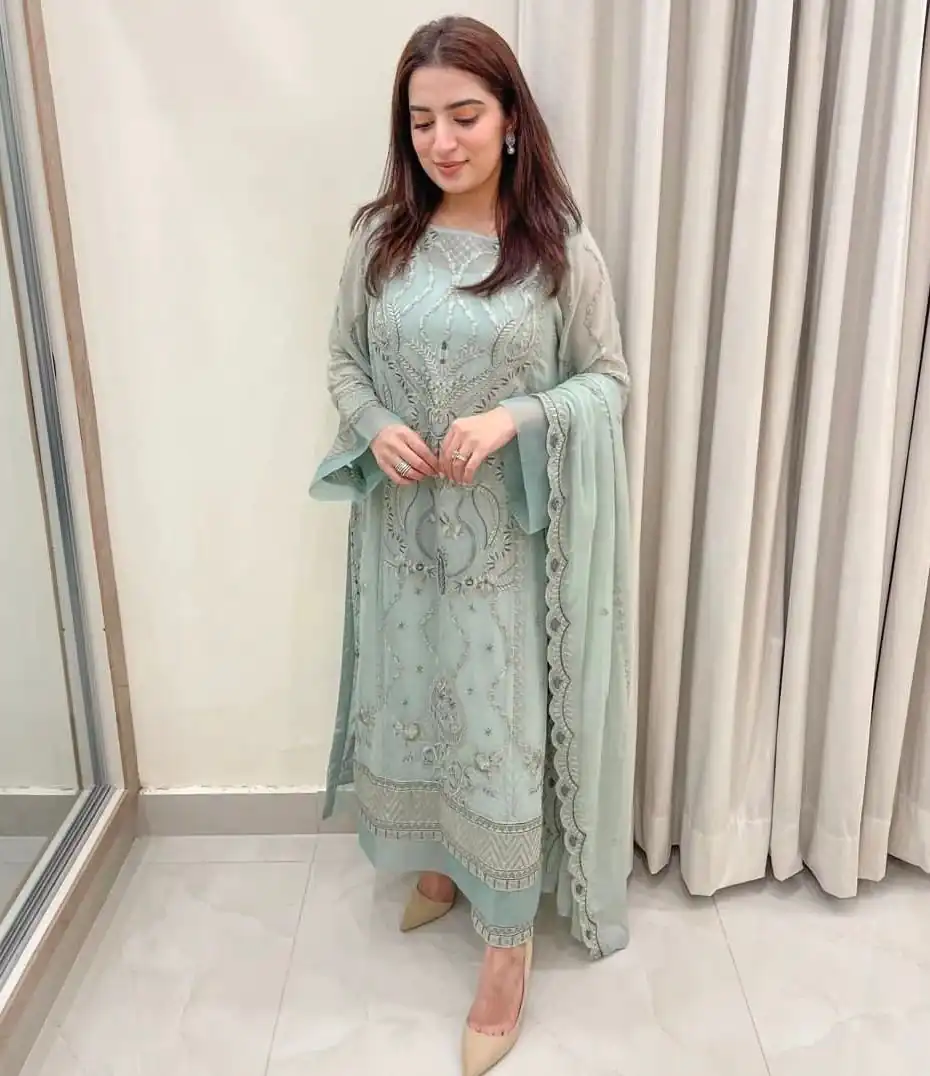 AD154 Blue Grey Color Georgette Embroidery Sequence Salwar Suit Wedding, Party, Festive, Events Expected Delivery 4-6 Working Days @ 2099/- | Salwar suit, Casual Suits, Creative suits, Designer Suits, Palazzo Suits, Party Wear Suits, Patiala Suits, Straight Suits