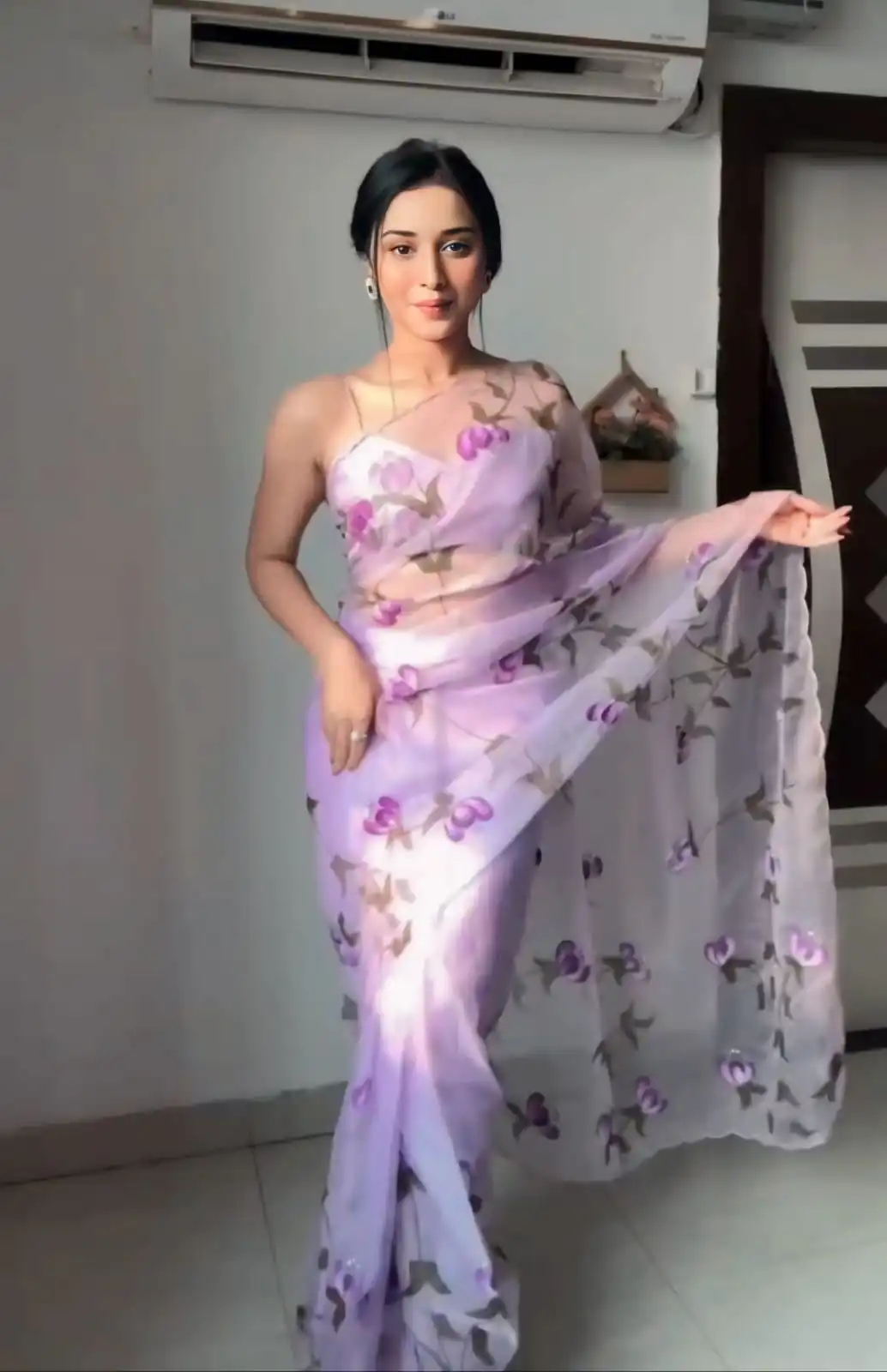 SC 258 Lavender Color Soft Organza Silk Pastel Color Flower Design Saree , Party Wear, Events, Festivals Expected Delivery 4-6 Working Days 1599/- | Designer Sarees, Sarees, Bollywood Sarees, Creative Sarees, Embroidered Sarees, Ethnic Saree, Modern Digital sarees, Party Wear Sarees