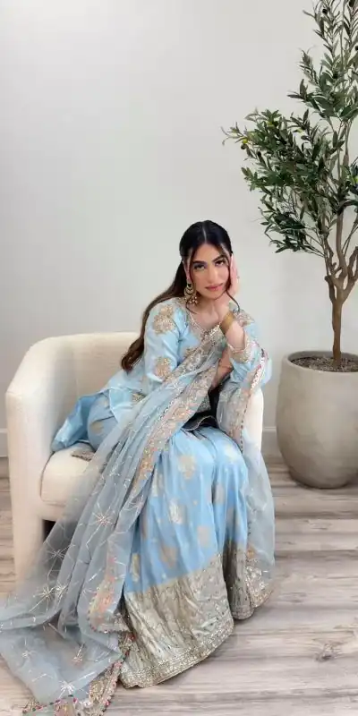 SSR 468 Light Blue Color Georgette Embroidery Sequence Salwar Suit Wedding, Party, Festive, Events Expected Delivery 4-6 Working Days @ 2149/- Only | Salwar suit, Casual Suits, Creative suits, Designer Suits, Party Wear Suits, Straight Suits