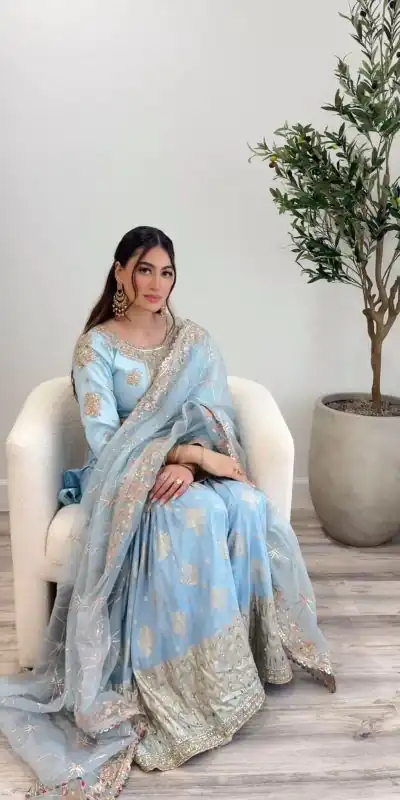 SSR 468 Light Blue Color Georgette Embroidery Sequence Salwar Suit Wedding, Party, Festive, Events Expected Delivery 4-6 Working Days @ 2149/- Only | Salwar suit, Casual Suits, Creative suits, Designer Suits, Party Wear Suits, Straight Suits