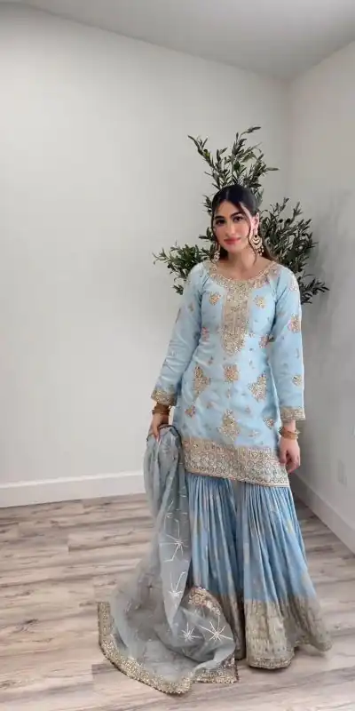 SSR 468 Light Blue Color Georgette Embroidery Sequence Salwar Suit Wedding, Party, Festive, Events Expected Delivery 4-6 Working Days @ 2149/- Only | Salwar suit, Casual Suits, Creative suits, Designer Suits, Party Wear Suits, Straight Suits