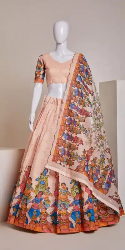 RC 252 Peach Color Silk Embroidery Sequins Amazing Print Lehenga Choli Casual, Party Wedding, Festive, Events Etc. Delivery  4-6 Working Days 1999/- | Lehenga, Bollywood Lehenga, Creative Lehenga, Designer Lehenga, Embroidered Lehenga, Party Wear Lehenga
