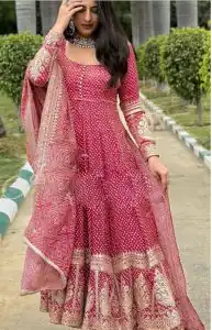 VLM 188 Pink color Georgette Material Digital Printed Anarkali Suit Casual, Wedding, Party, Festive, Events . Expected Delivery  4-6 Working Days @2299/- | Anarkali Suits, Bollywood Anarkali, Creative-Anarkali, Designer Anarkali, Embroidered Anarkali, Party Wear Anarkali
