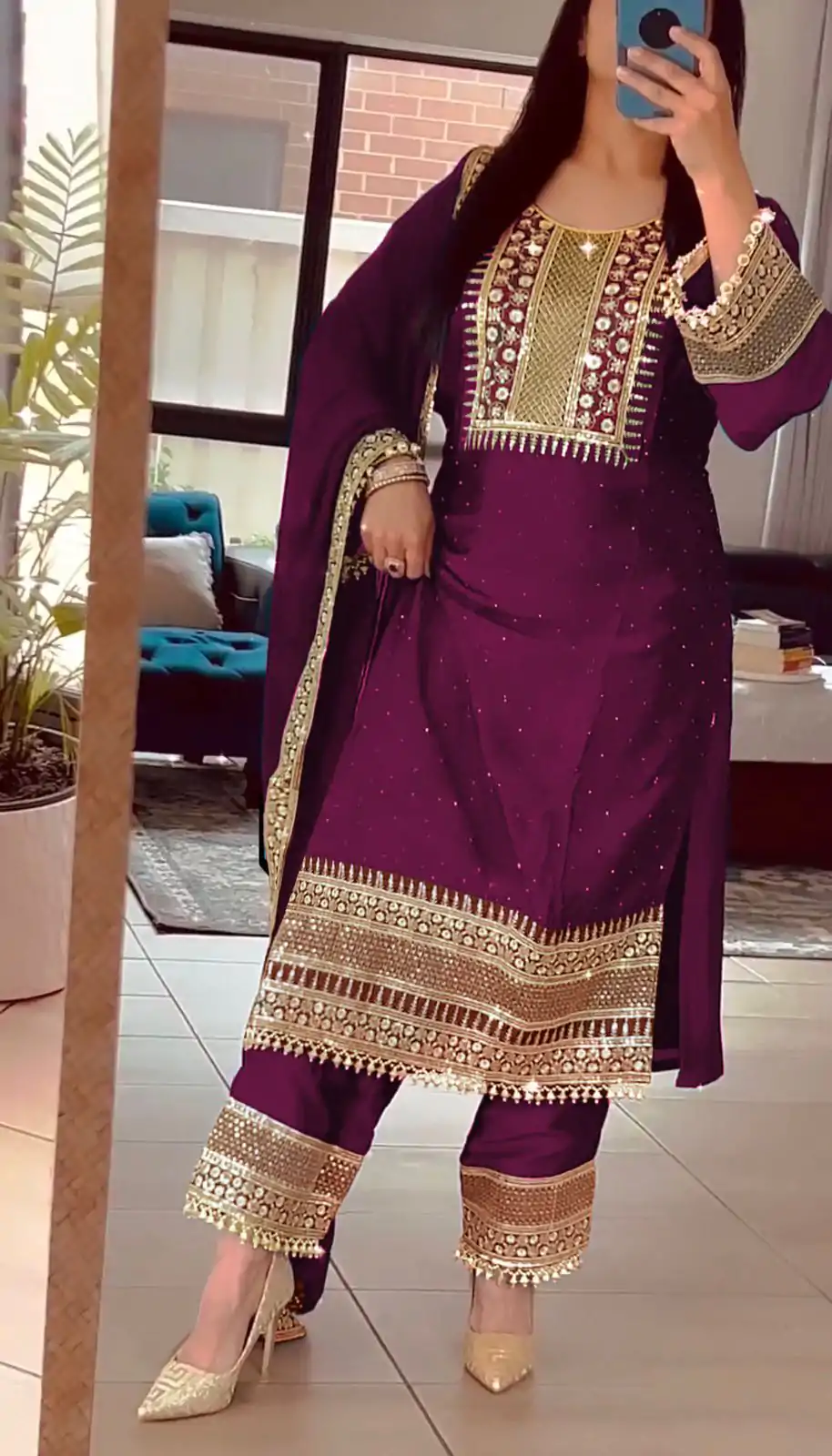 ZF 371 Purple Color Chinnon Silk Embroidery Salwar Suit Casual, Wedding, Party, Events Etc. Expected Delivery 4-6 Working Days 2099/- | Jump Suits, Salwar suit, Casual Suits, Creative suits, Designer Suits, Palazzo Suits, Party Wear Suits, Patiala Suits, Straight Suits