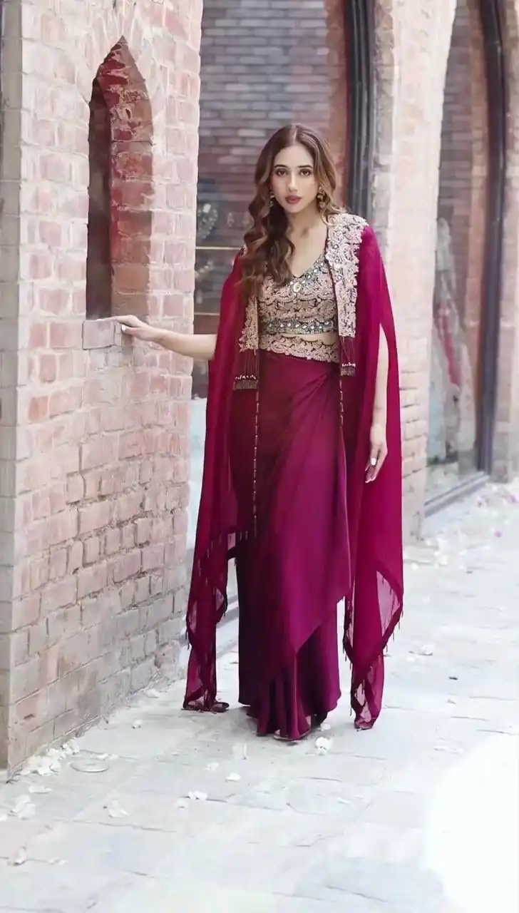 ST 1031 Purple Color Georgette Embroidery Work Lehenga Choli Koti Casual, Wedding, Party, Festive, Events Etc. Expected Delivery 4-6 Working Days @1849/- | Lehenga, Bollywood Lehenga, Creative Lehenga, Designer Lehenga, Embroidered Lehenga, Party Wear Lehenga