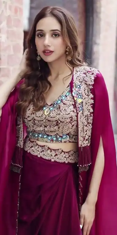 ST 1031 Purple Color Georgette Embroidery Work Lehenga Choli Koti Casual, Wedding, Party, Festive, Events Etc. Expected Delivery 4-6 Working Days @1849/- | Lehenga, Bollywood Lehenga, Creative Lehenga, Designer Lehenga, Embroidered Lehenga, Party Wear Lehenga
