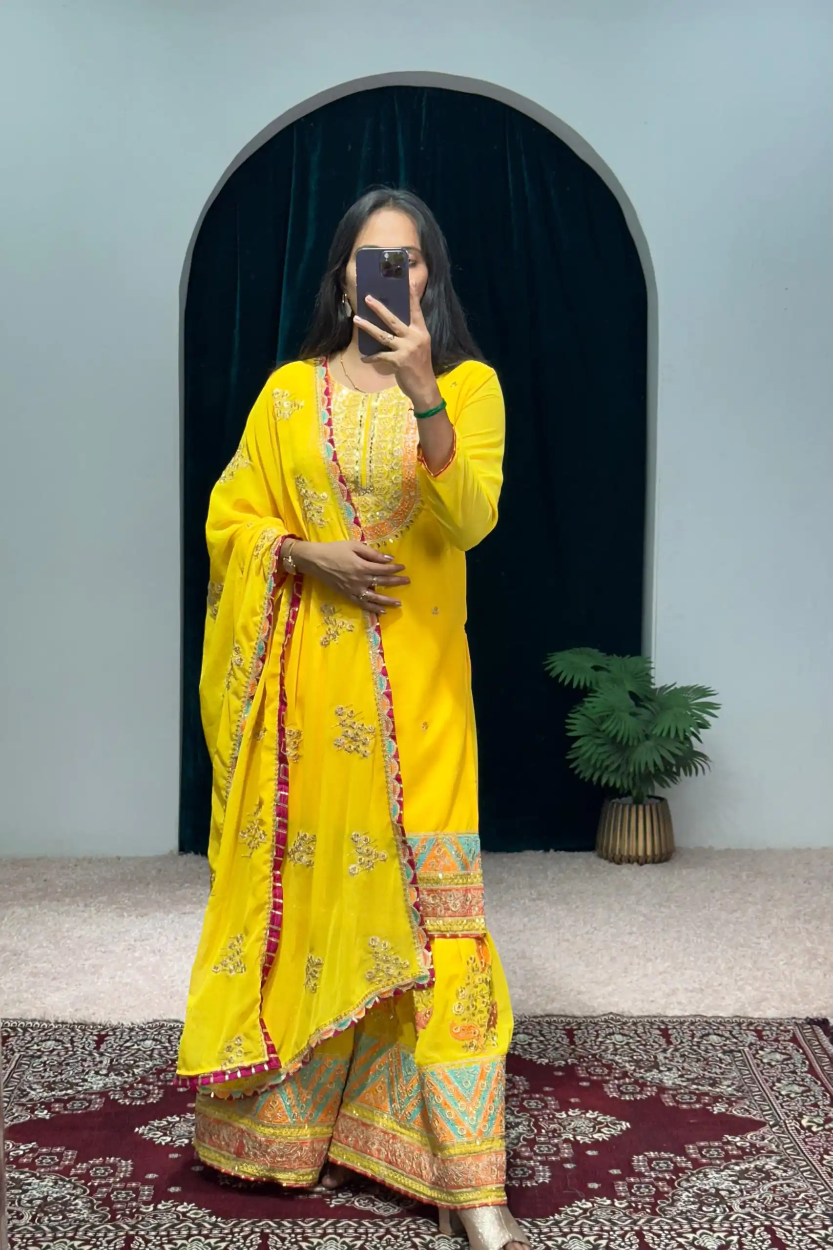 ST 1050 Yellow Color Georgette Embroidery Stone & Mirror Salwar Suit Casual, Wedding, Party, Festive, Events Etc. Expected Delivery 4-6 Working Days @2199/- | Jump Suits, Salwar suit, Casual Suits, Creative suits, Designer Suits, Palazzo Suits, Party Wear Suits, Patiala Suits, Straight Suits