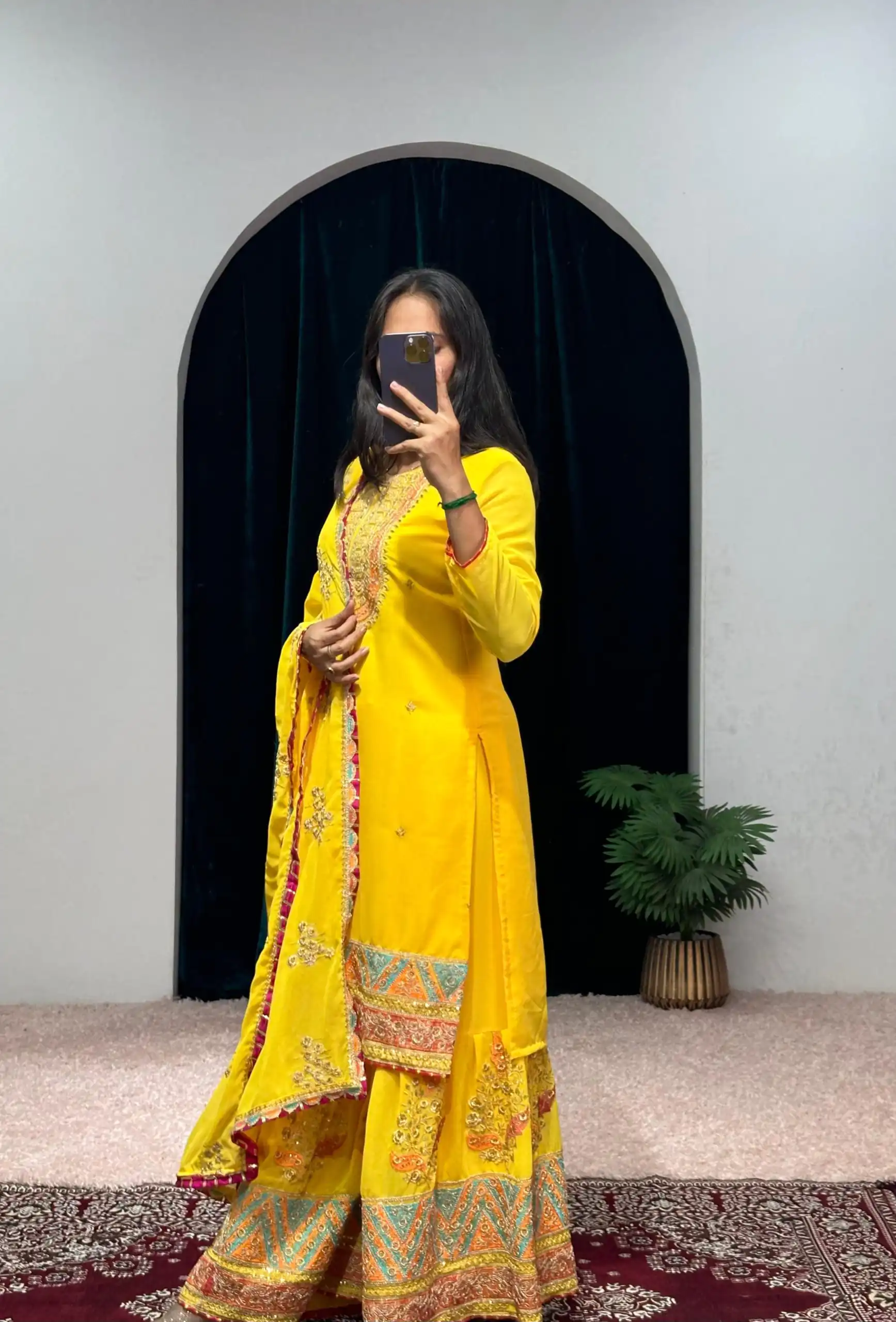 ST 1050 Yellow Color Georgette Embroidery Stone & Mirror Salwar Suit Casual, Wedding, Party, Festive, Events Etc. Expected Delivery 4-6 Working Days @2199/- | Jump Suits, Salwar suit, Casual Suits, Creative suits, Designer Suits, Palazzo Suits, Party Wear Suits, Patiala Suits, Straight Suits