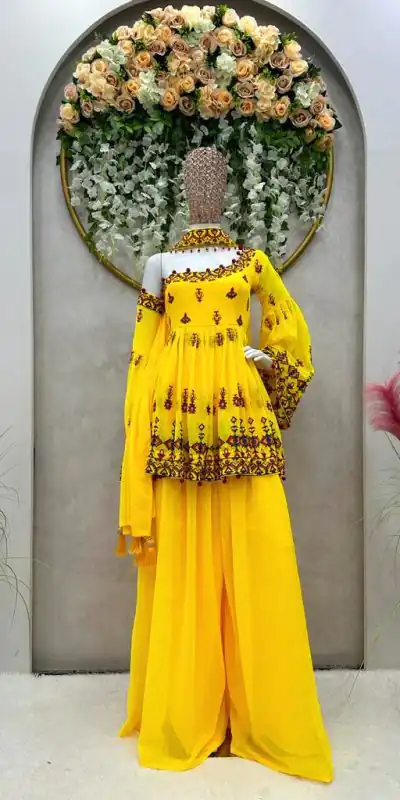 RTC 5576 Yellow Color Foix Georgette Thread Sequence Work Salwar Suit Wedding, Party, Festive, Events Etc. Expected Delivery 4-6 Working Days @2099/- | Jump Suits, Salwar suit, Casual Suits, Creative suits, Designer Suits, Palazzo Suits, Party Wear Suits, Patiala Suits, Straight Suits